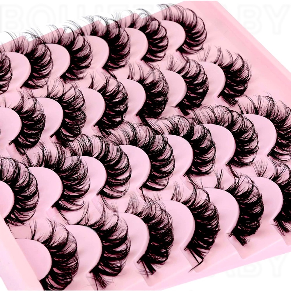 D Curl Russian Strip Faux Mink Eye Lashes | Cruelty Free | 14 Pairs | Bundle